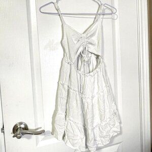 white boho summer dress with cutout